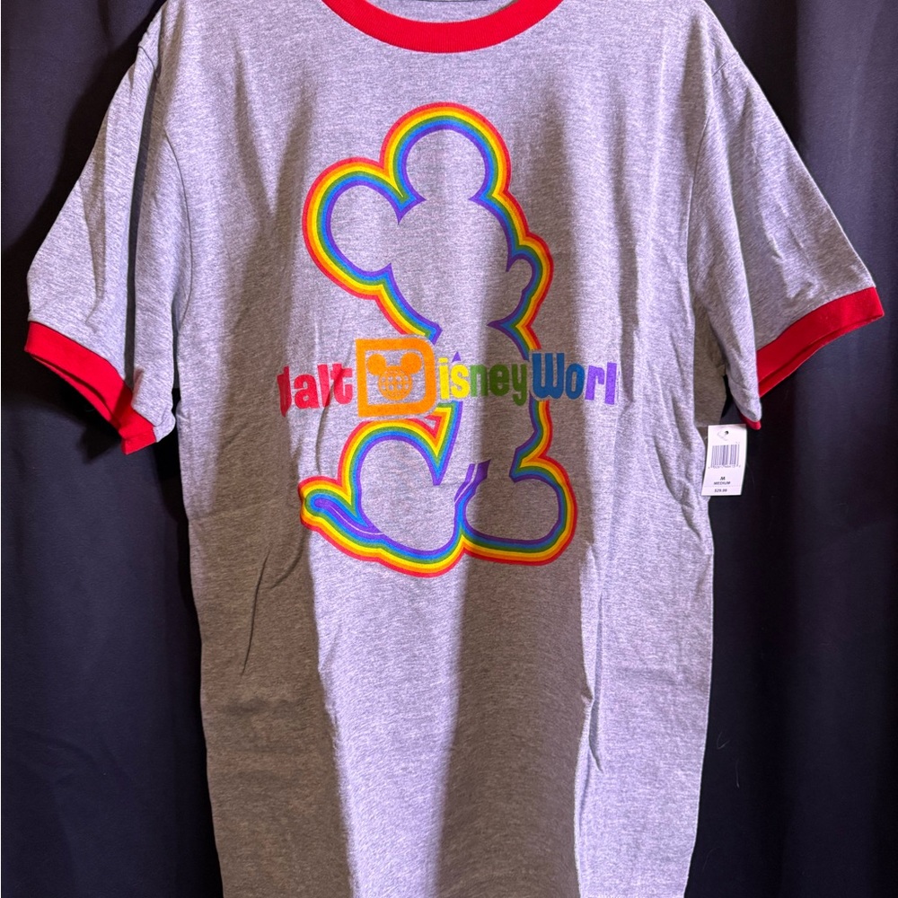 Disney Adult Gray and Red Rainbow T-Shirt